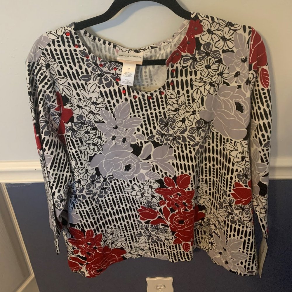 Alfred Dunner Floral Top 1x